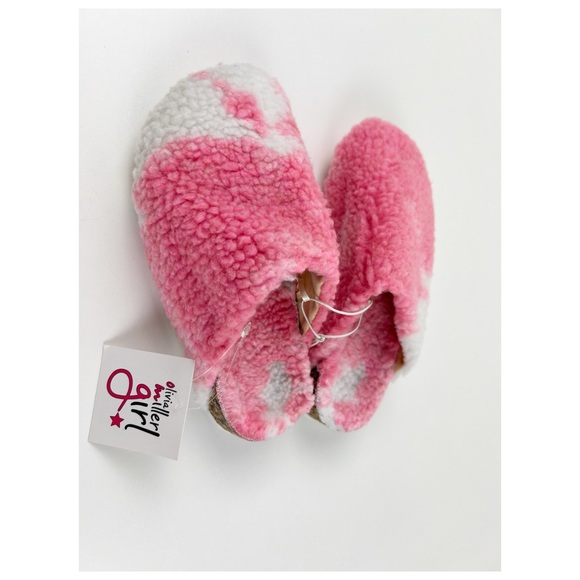 Olivia Miller Girl Faux Sherpa Slipper Slip-on Pink Cow Size 12 - Picture 2 of 7